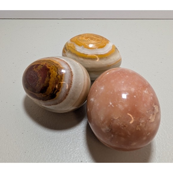 Other - Lot Of Three Polished Stone Eggs- Decorative Rocks rustic decor